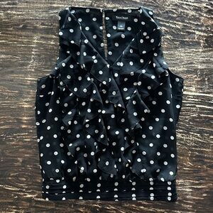 White House Black Market Polka Dot Ruffle Blouse